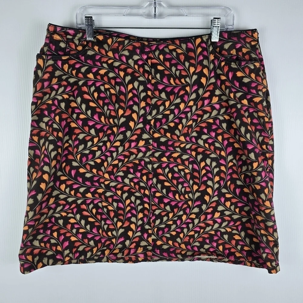 Talbots Womens Stretch Brown Pink Orange Plus Size Skirt Size 16W Pencil Casual